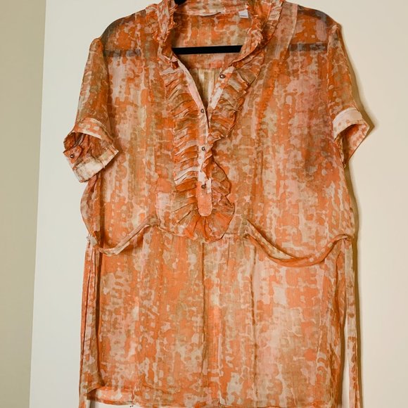 Peachy Orange Ruffled Top in XL from New York & Co - Picture 1 of 4